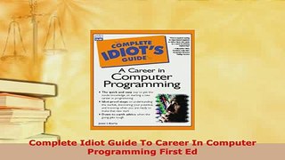 Download  Complete Idiot Guide To Career In Computer Programming First Ed  EBook