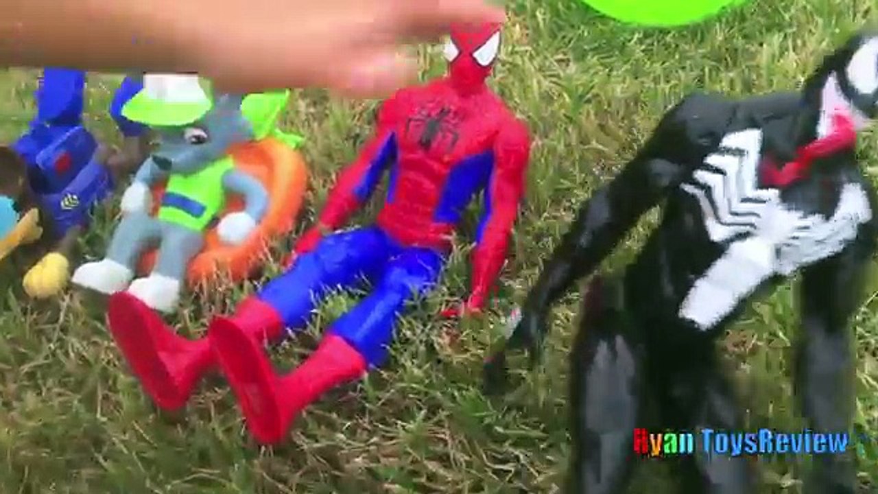 HUGE EGGS SURPRISE TOYS CHALLENGE Inflatable water slide Disney Cars Toys Paw Patrol Spiderman