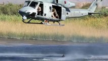 Recon Marines Helocast From UH-1Y Super Huey