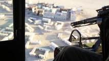 US Marines Helicopter Door Gunner in Action - Urban Close Air Suport