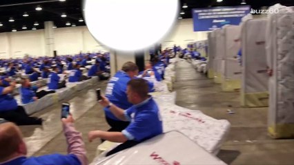 New Record Set for Longest Human Mattress Domino Chain