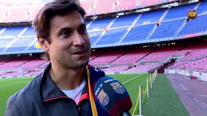 Els tennistes David Ferrer i Richard Gasquet visiten el Camp Nou Experience