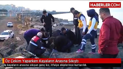 Öz Çekim Yaparken Kayaların Arasına Sıkıştı