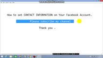 How to set CONTACT INFORMATION on Your Facebook Account