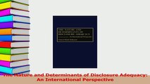 PDF  The Nature and Determinants of Disclosure Adequacy An International Perspective Download Online