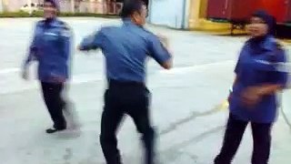 Nepali security funny dance in Malaysia