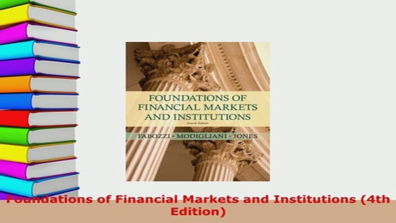PDF  Foundations of Financial Markets and Institutions 4th Edition PDF Online