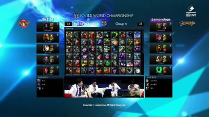 LOL S3 World Championship Day1 SKT T1 vs LemonDogs 130916