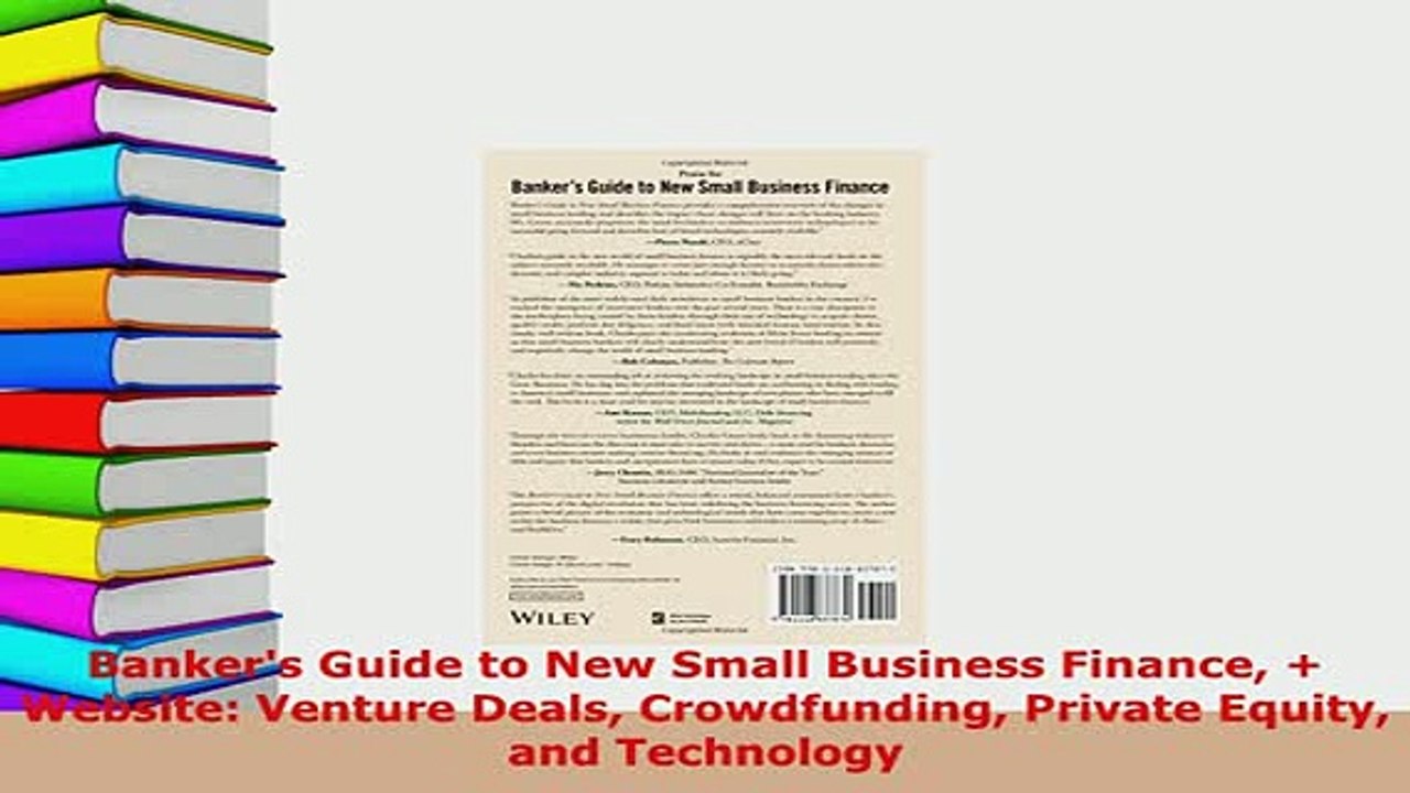 PDF  Bankers Guide to New Small Business Finance  Website Venture Deals Crowdfunding Private Download Online