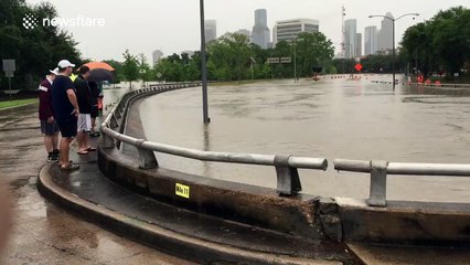 Underpass completely underwater following floods in Texas