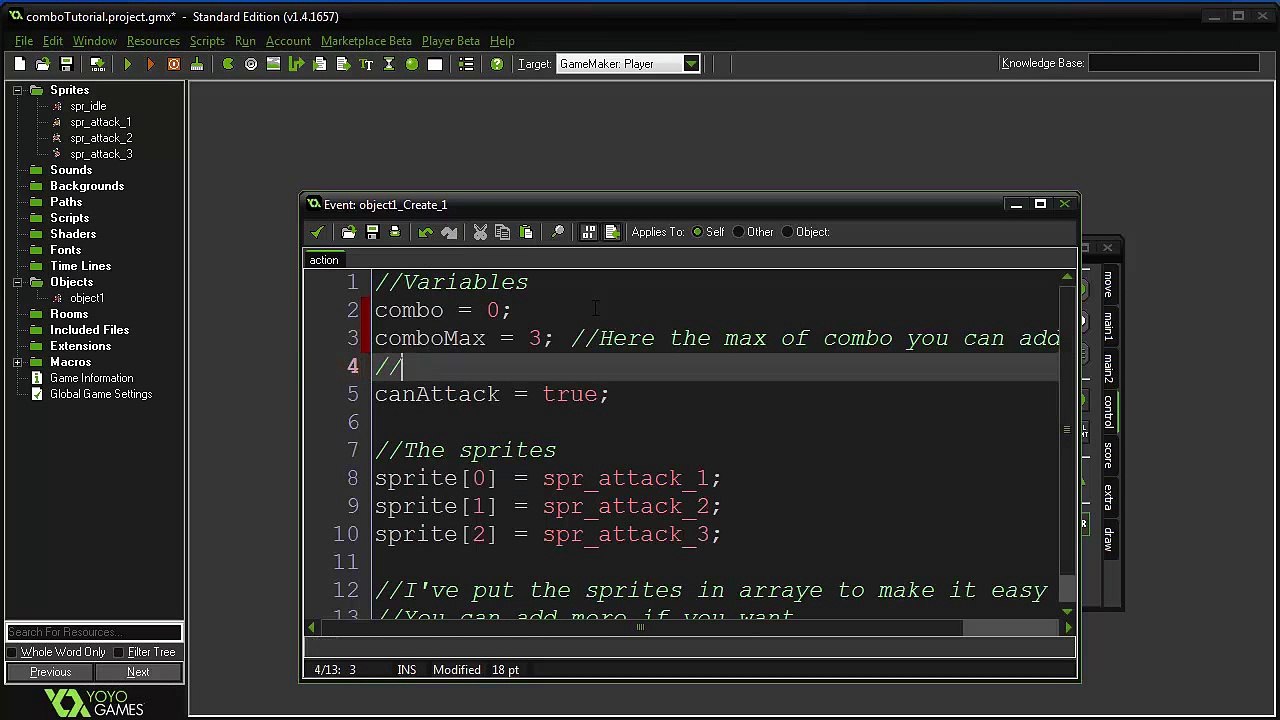[GameMaker]Easy Combo Attack Tutorial