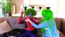 Zombie Spiderman Vs Joker Vs Frozen Elsa - GIANT Gummy Tongues Funny Superhero Movie in Real Life