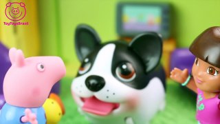 Pig George da Familia Peppa Pig Limpa Cocô do Cachorro da Dora Aventureira ToyToysBrasil