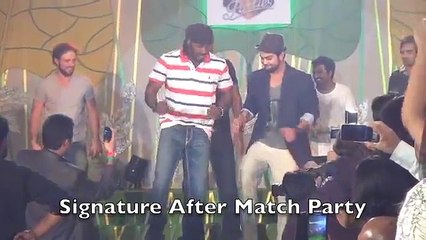Hottest Signature after match party, Virat, Chris, Pollard, Murali, ABD and Zaheer ramp walk -