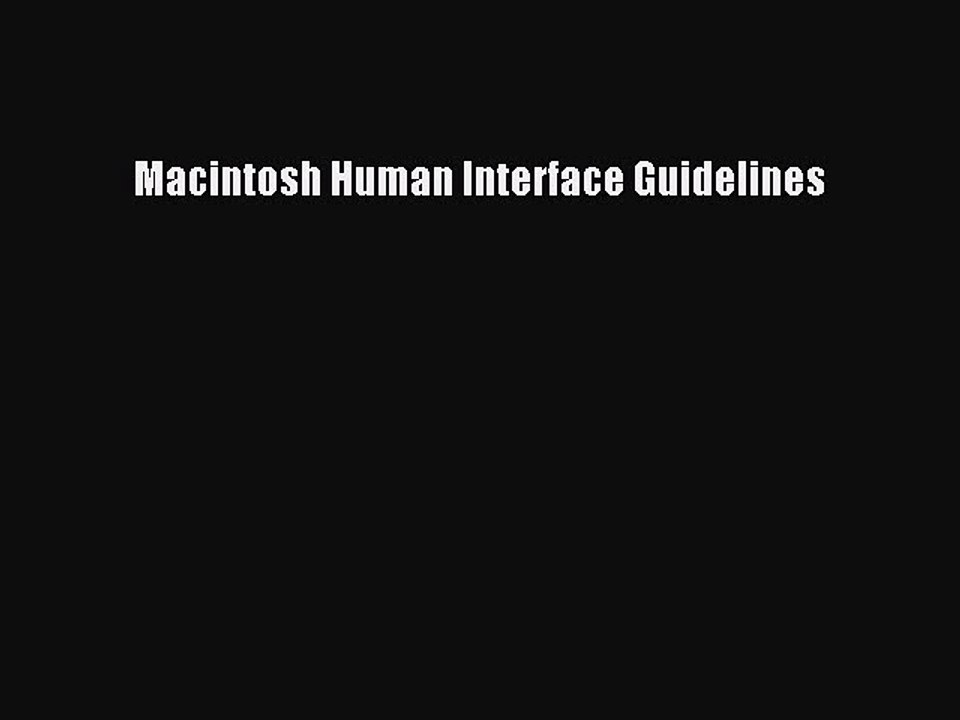 [Read PDF] Macintosh Human Interface Guidelines Ebook Free