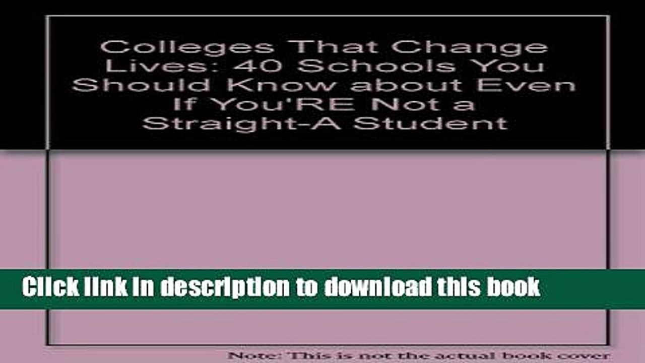 Download Colleges That Change Lives (REV. Ed.)  Ebook Free