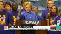 Warren and Biden endorse Clinton for president