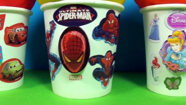 Play doh ICE CREAM surprise eggs Disney Pixar Cars MARVEL Spiderman Disney PRINCESS Play Doh
