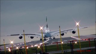 Airbus A380 vs Boeing 747 Crosswind Storm Landings Takeoffs Touch and GO