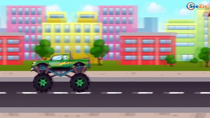 ✔ Car Cartoons for children. Monster Truck. Race with hurdles on dirt road. Funny Cars for kids ✔