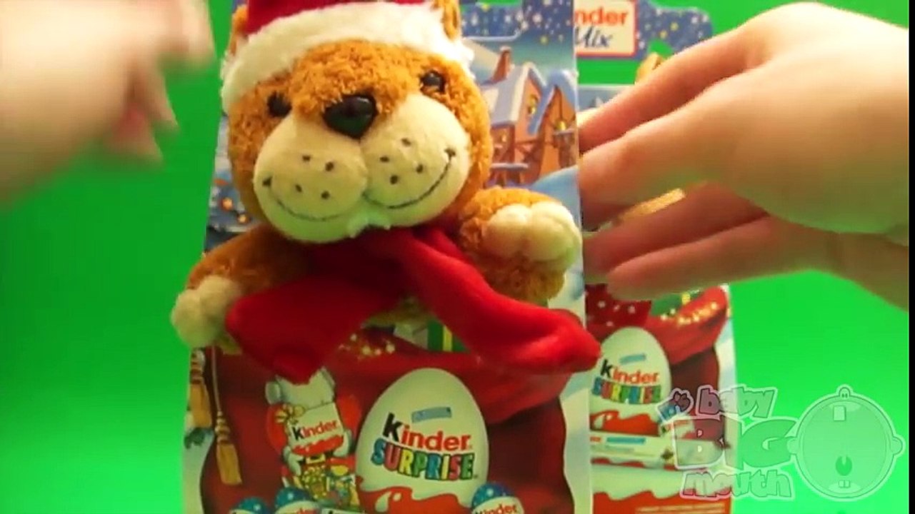 Christmas Kinder Surprise Egg Opening with Kinder Chocolate and Stuffed Animals!