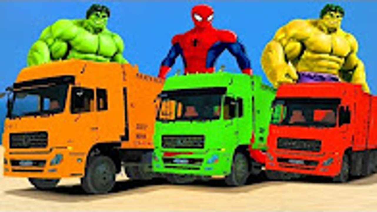 ORDURES TRUCKS & Spiderman & Brothers HULK COLORS TRASH PARTY Superheroes Fun Vidéo + Chansons enfantines