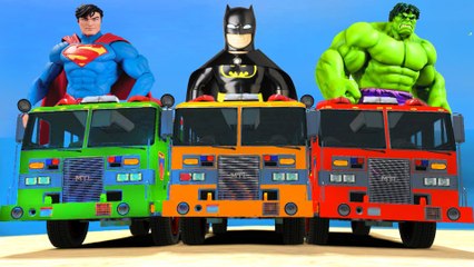 FIRE TRUCKS & HULK BATMAN SUPERMAN & Custom Disney CARS Lightning McQueen Fun Vidéo + Songs