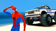 Policeman Spiderman & Police MONSTER TRUCK SUPER CARS PARTY Comptines Songs For Children