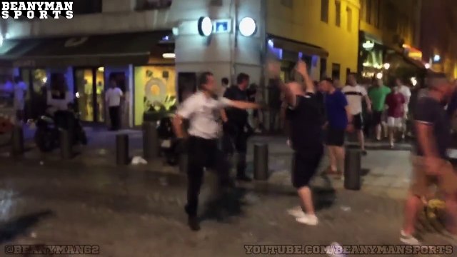 Des hooligans Anglais et Marseillais se battent sur le vieux port de Marseille