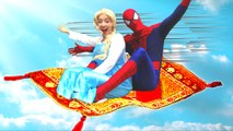 Magic Carpet Ride Spiderman & Frozen Elsa! w / Anna, Joker et Harley Quinn, Rose Spidergirl, Prank