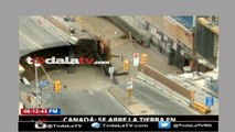 Aparece hoyo en medio de la calle e Otawa Canada-Mas Que Noticias-Video