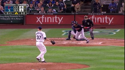 After a near-collision at the plate, Francisco Lindor and Chris Iannetta share a laugh