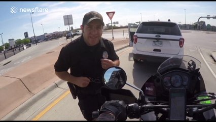 Police threatens to give motorcyclist ticket for honking horn