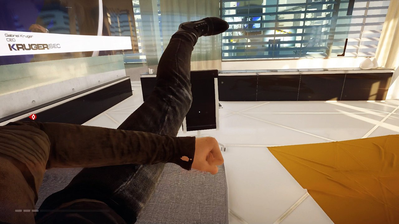 Mirror's Edge Catalyst - Reunion: KrugerSec on TV, Get Your Gear at Lair Safe House (Tour of Place)