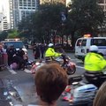 A Biker Tried To Cut Off   The President Barack Obama's  Motorcade On A Bicycle  In New York City