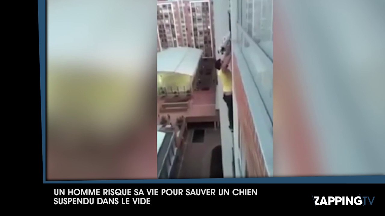 Un homme sauve un chien suspendu dans le vide en escaladant un immeuble (Vidéo)