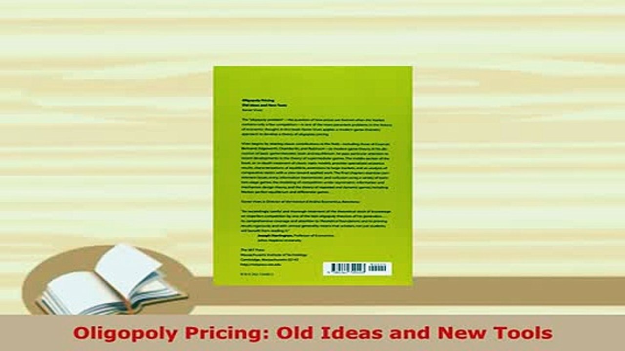 PDF  Oligopoly Pricing Old Ideas and New Tools PDF Online