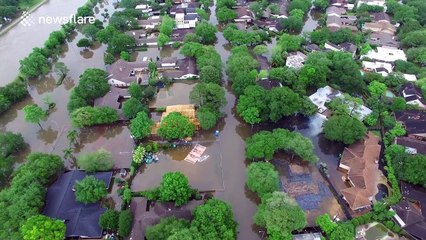 Drone footage shows scale of Houston flooding