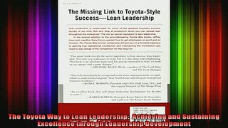 Full Free PDF Downlaod  The Toyota Way to Lean Leadership  Achieving and Sustaining Excellence through Leadership Full Ebook Online Free