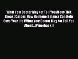 Read What Your Doctor May Not Tell You About(TM): Breast Cancer: How Hormone Balance Can Help