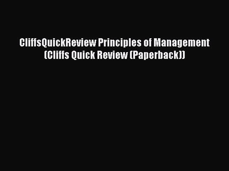 PDF CliffsQuickReview Principles of Management (Cliffs Quick Review (Paperback))  EBook