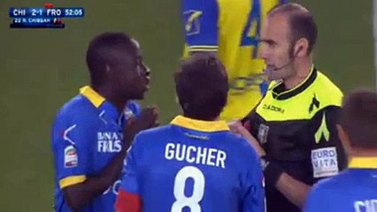 Raman Chibsah Red Card - Chievo 4-1 Frosinone - 20-04-2016