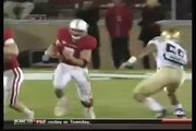 Stanford Football : 11/30/2009 : Toby Gerhart runs over Notre Dame Cornerback
