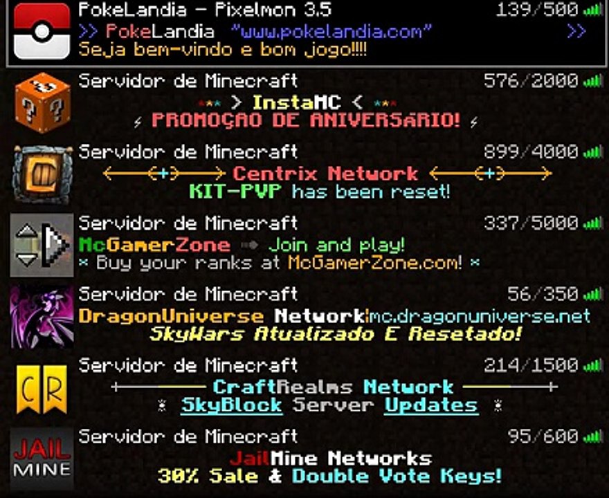 top 15 servidores de minecraft (pirata:original:mods)gta:sky e mais outros minigames