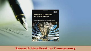PDF  Research Handbook on Transparency  Read Online