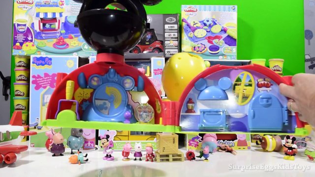 Many toys!! Mickey Mouse Clubhouse Peppa Pig House Play Doh Truck Plane Princess
