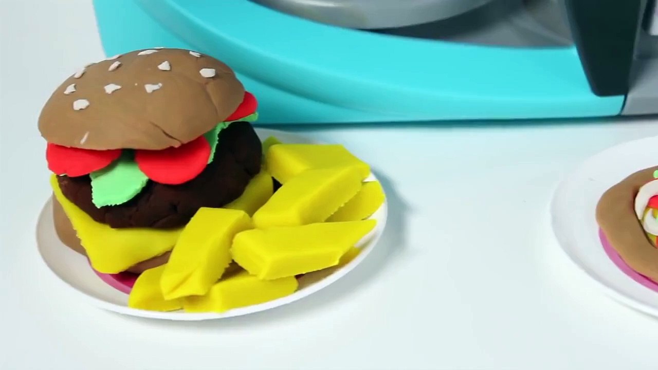 Play@Home Kitchen Microwave Oven Toy Food Play Doh Food Burgerキッチン 電子 Horno Microondas Part 1