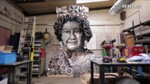 ¡Imponente y creativo! El retrato de la reina Isabel hecho con repuestos de autos