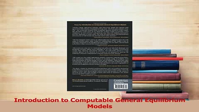 Read Introduction to Computable General Equilibrium Models Ebook Online