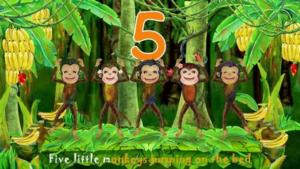 Five Little Monkeys Jumping on the Bed - Children Songs, Nursery Rhymes, Kids Songs